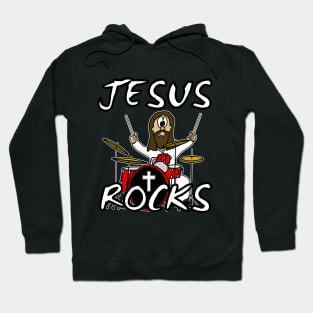 Jesus Rocks Drums Drum Kit Christian Drummer Funny Hoodie